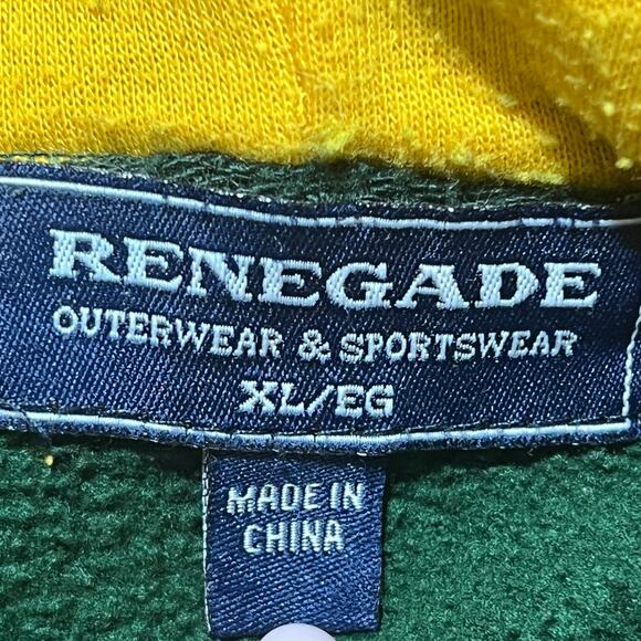Renegade Green Bay Hoodie XL Green Yellow Pullover Retro NFL Sweatshirt - Picture 3 of 6